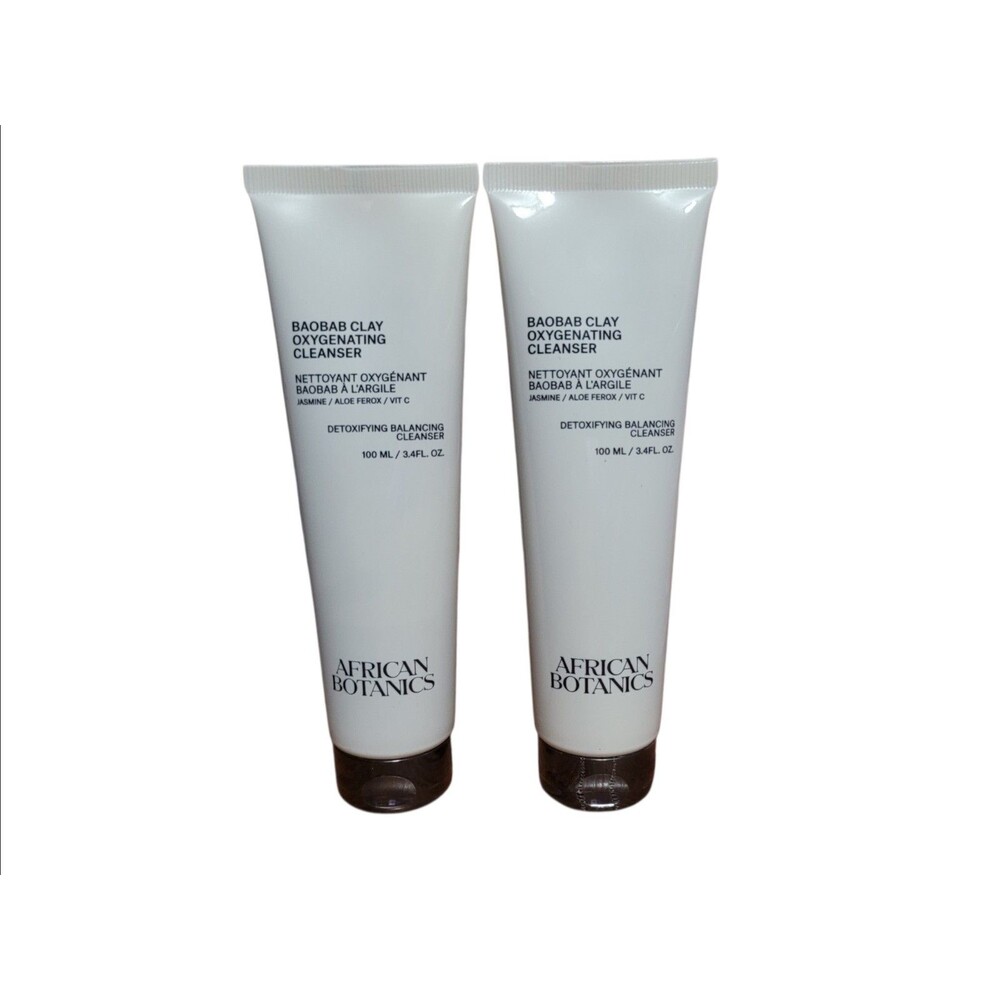 2x African Botanics Baobab Clay Oxygenating Cleanser NEW & SEALED 3.4 fl. oz.